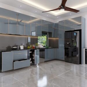Tủ bếp inox cánh kính